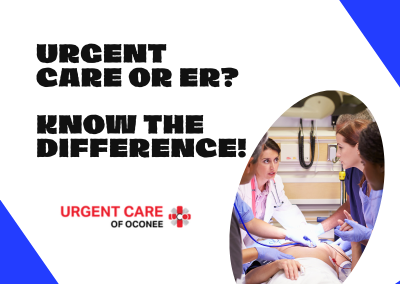 Infographic explaining the difference between urgent care and the emergency room