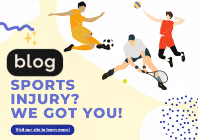 Animated graphic promoting sports injury treatment at Urgent Care of Oconee