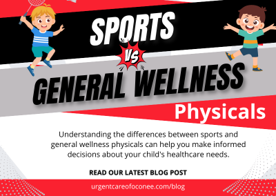 Comparison graphic of sports physicals versus general wellness physicals for children